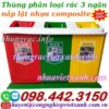 Thùng phân loại rác 3 ngăn nắp lật nhựa composite