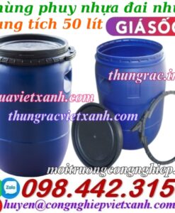 Thùng phuy nhựa 50 lít có đai nhựa