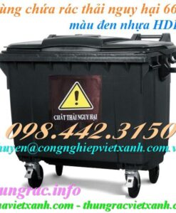 Thùng rác 660 Lít màu đen - chất thải nguy hại