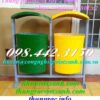 Thùng phân loại rác 2 ngăn mái che nhựa composite