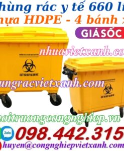 Thùng rác y tế 660 Lít màu vàng - chất thải nguy hại