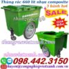 Thùng rác 660 lít nhựa composite 3 bánh hơi