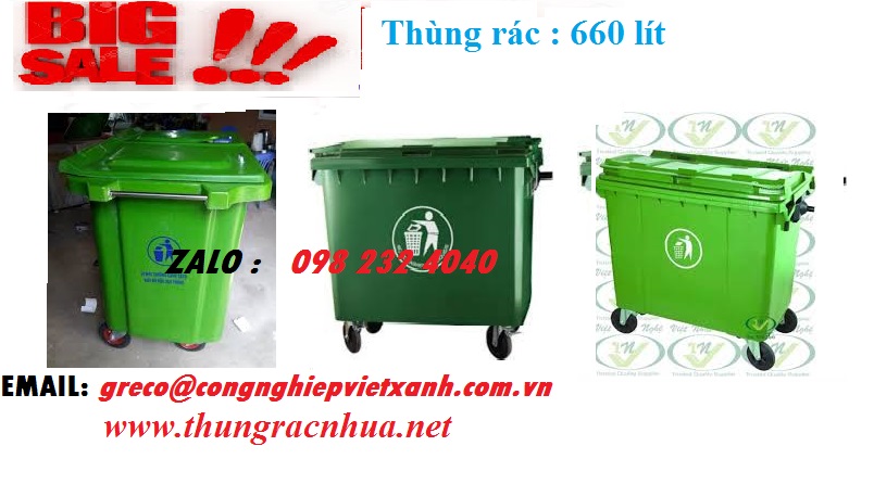 Thung rac HDPE 660 lit
