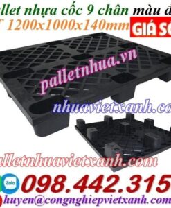 Pallet cốc 9 chân 1200x1000x140mm màu đen