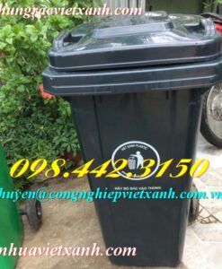Thùng rác 120 Lít màu đen - chất thải độc hại