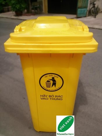Thùng rác nhựa 240 lít màu vàng