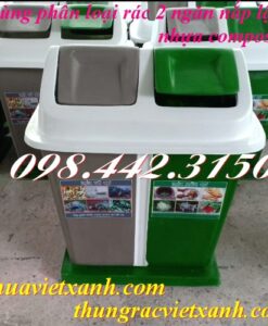 Thùng rác 2 ngăn nắp lật nhựa composite