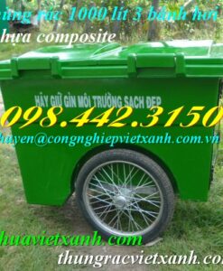 Thùng rác 1000 lít nhựa composite 3 bánh hơi
