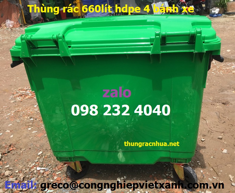 thùng rác nhựa 660 lít hdpe