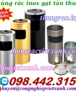 Thùng rác inox gạt tàn thuốc tròn