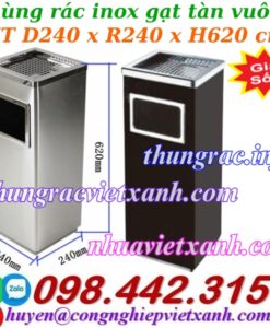 Thùng rác inox gạt tàn thuốc vuông