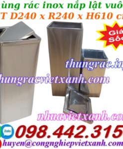 Thùng rác inox nắp lật vuông