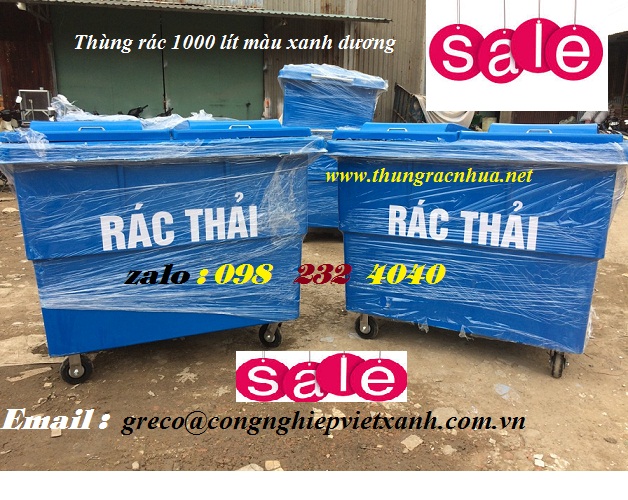 Thung rac nhua composite 1000 lit co banh xe