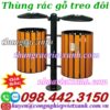 Thùng rác gỗ treo đôi ngoài trời