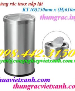Thùng rác inox nắp lật 250x610mm