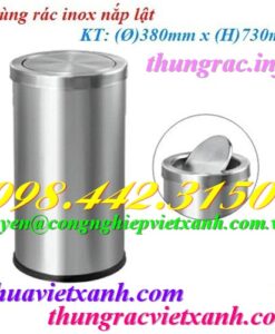 Thùng rác inox nắp lật 380x730mm