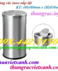 Thùng rác inox nắp lật 480x830mm