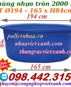 Thùng nhựa tròn dung tích 2000 lít
