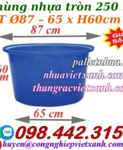Thùng nhựa tròn dung tích 250 lít