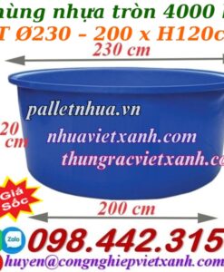 Thùng nhựa tròn dung tích 4000 lít