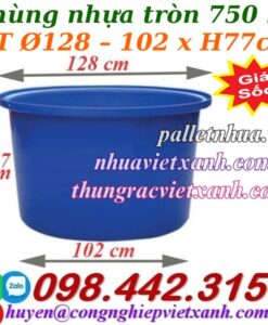 Thùng nhựa tròn dung tích 750 lít