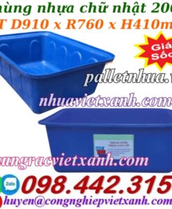 Thùng nhựa chữ nhật dung tích 200 lít