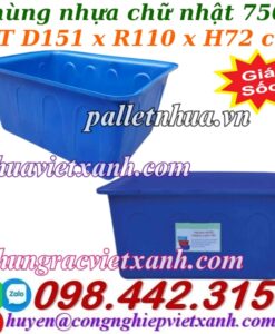 Thùng nhựa chữ nhật dung tích 750 lít