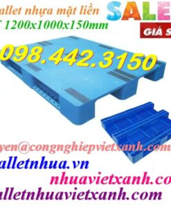 Pallet nhựa mặt liền 1200x1000x150mm - xanh dương