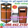 Thùng rác gỗ ngoài trời hình vuông