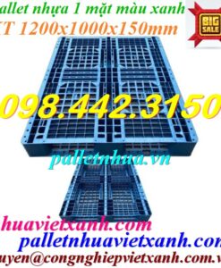 Pallet nhựa 1200x1000x150mm màu xanh PL121015ĐT