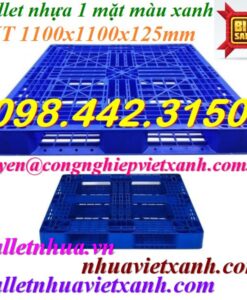 Pallet nhựa 1100x1100x125mm - xanh dương - nhựa nguyên sinh
