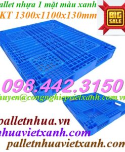 Pallet nhựa 1300x1100x130mm - xanh dương - nhựa nguyên sinh