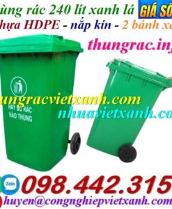 Thùng rác nhựa 240 lít màu xanh lá