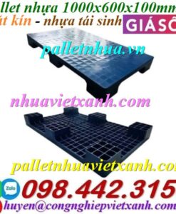 Pallet nhựa 1000x600x100mm - mặt kín - nhựa tái sinh