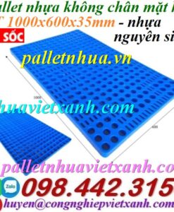 Pallet nhựa không chân 1000x600x35mm - mặt hở - nhựa nguyên sinh