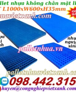 Pallet nhựa không chân 1000x600x35mm mặt liền