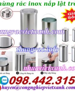 Thùng rác inox nắp lật tròn