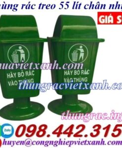 Thùng rác treo đơn 55L nhựa composite - chân nhựa