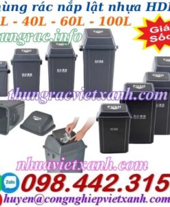 Thùng rác nắp lật nhựa HDPE