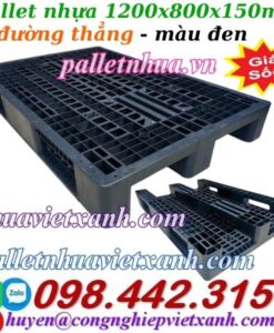 Pallet nhựa 1200x800x150mm 3 đường thẳng - màu đen