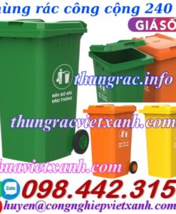 Thùng rác nhựa 240 lít nắp kín TR240