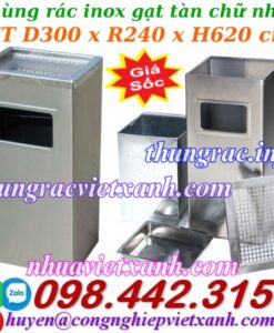 Thùng rác inox gạt tàn thuốc chữ nhật