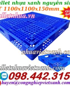 Pallet nhựa 1100x1100x150mm - xanh dương - nhựa nguyên sinh