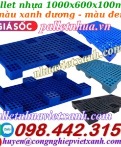 Pallet nhựa 1000x600x100mm xanh và đen