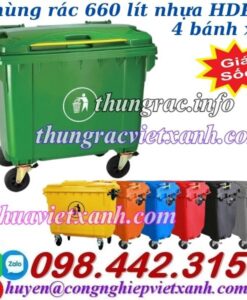 Thùng rác 660 lít nhựa HDPE