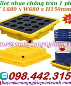 Pallet nhựa chống tràn 1 phuy 680x680x150mm