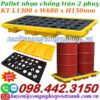 Pallet nhựa chống tràn 2 phuy 1300x680x150mm
