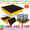 Pallet nhựa chống tràn 4 phuy 1300x1300x300mm