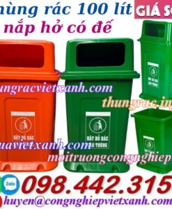 Thùng rác 100 lít nắp hở có đế TR100H-Đ