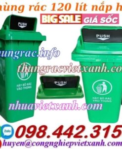 Thùng rác 120 lít nắp hở nhựa HDPE